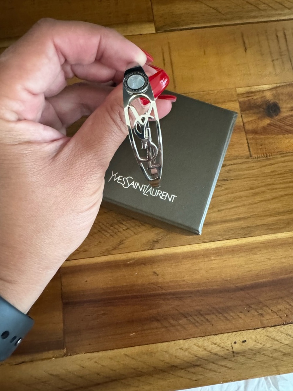 Saint Laurent Silver Metal YSL Bracelet
